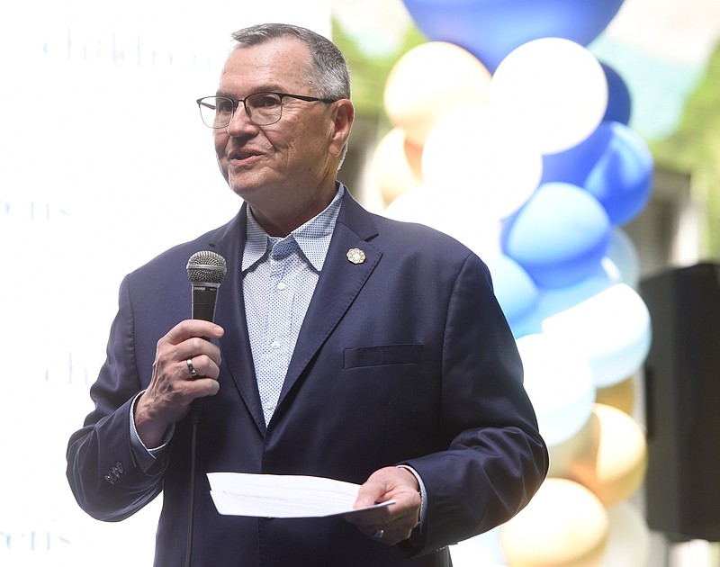 Staff file photo by Matt Hamilton / Erlanger President and CEO Jim Coleman speaks during a ribbon-cutting ceremony for the Children's Hospital Land of Enchantment play area at Erlanger Baroness Hospital on July 21, 2026. Erlanger leadership announced Wednesday that Erlanger has signed a nonbinding letter of intent to join South Carolina-based Prisma Health.