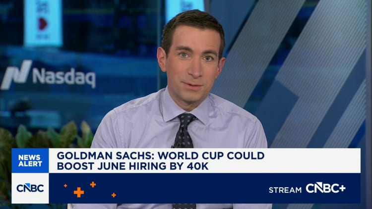 World Cup could boost the June jobs report by 40,000, Goldman estimates