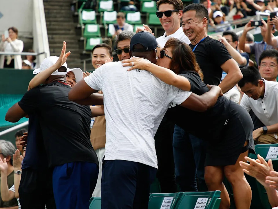 Naomi Osaka celebrating with her parents in 2019.Credit: SportsPressJP/AFLO/Alamy