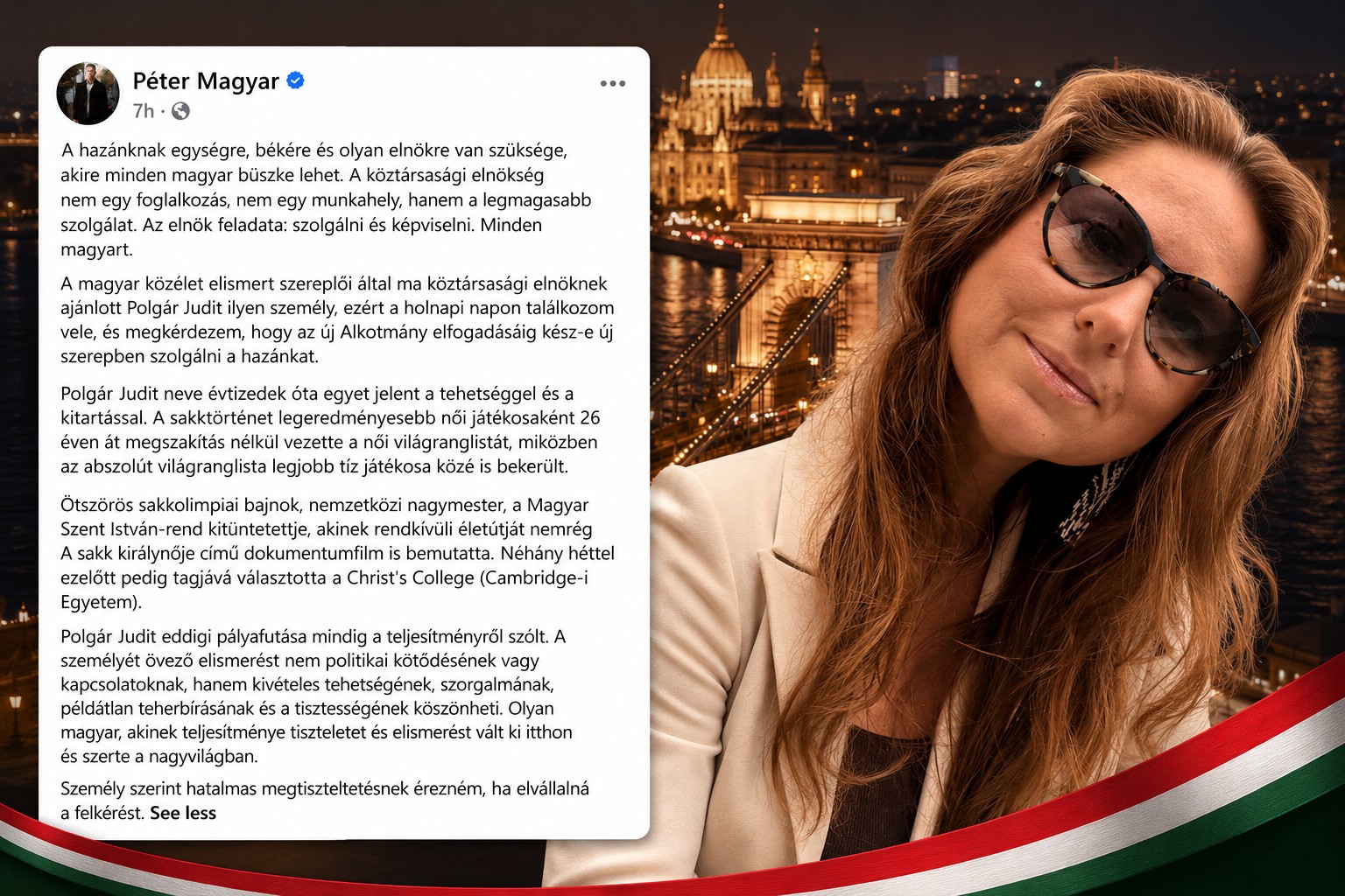 Breaking News: Hungary's PM nominates Judit Polgar for presidency