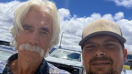 Movie star Sam Elliott stops by Monterey Fish Company to buy fresh fish