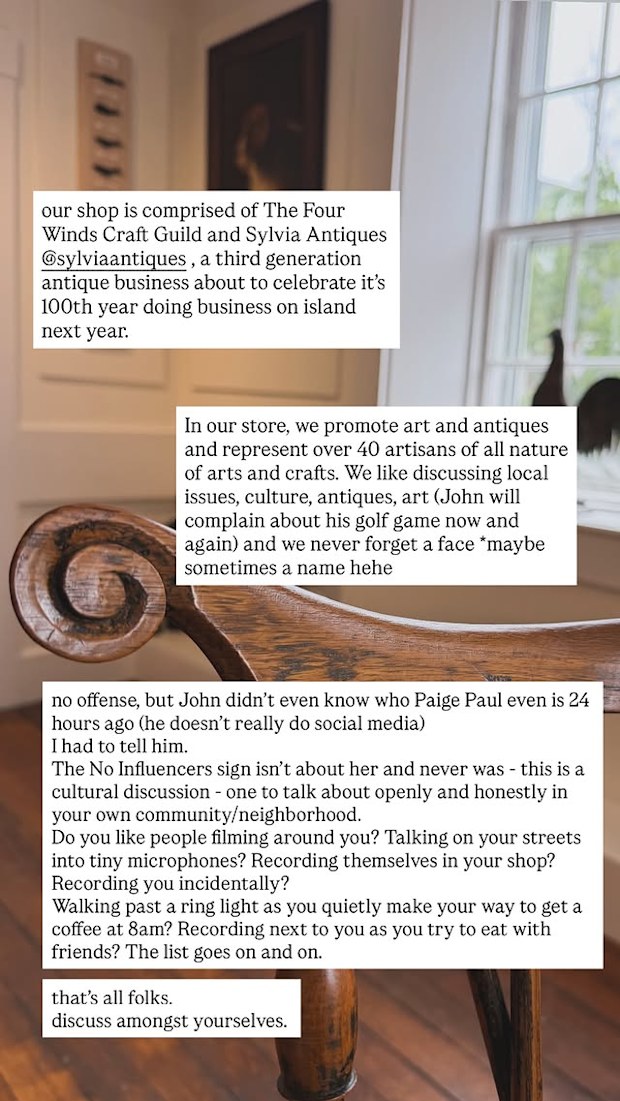 Four Winds Craft Guild statement on No influencer sign