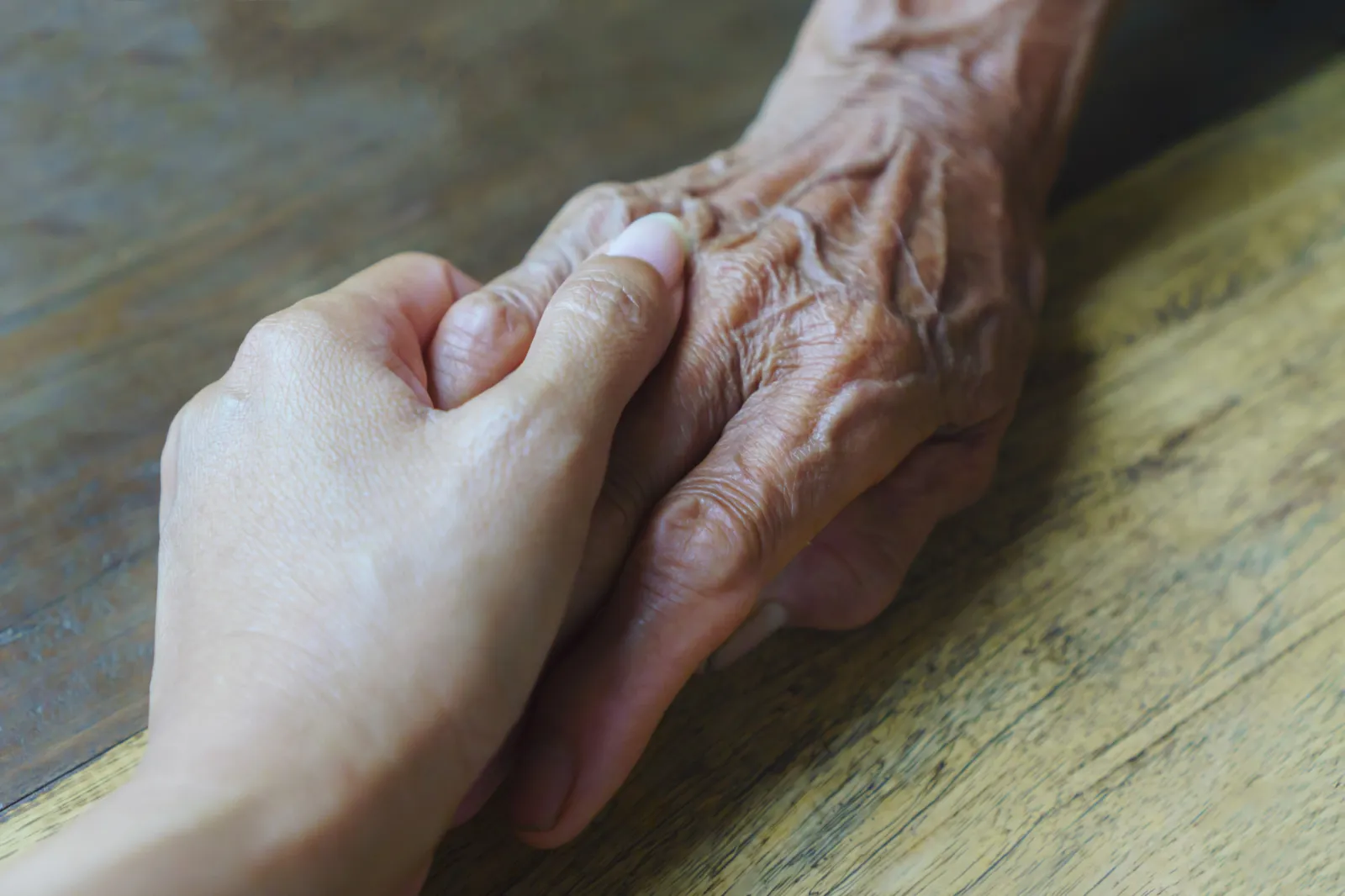 Holding Old Hands Elderly Pensioner Family Support