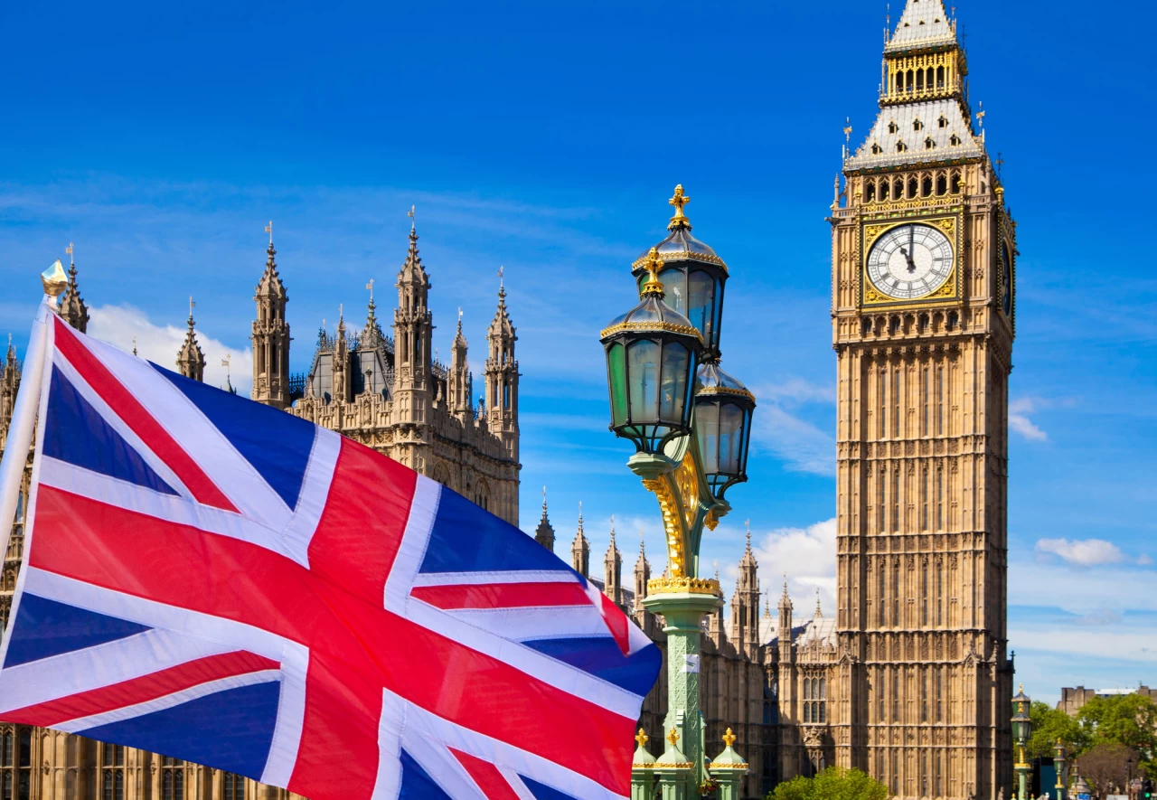 UK flag and parliament