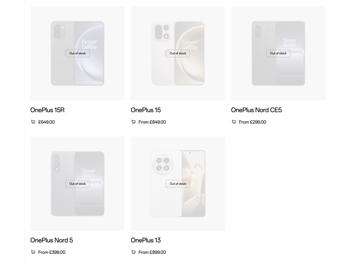 OnePlus smartphones out of stock on OnePlus UK