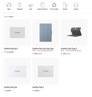 OnePlus tablets and wearables out of stock on OnePlus UK