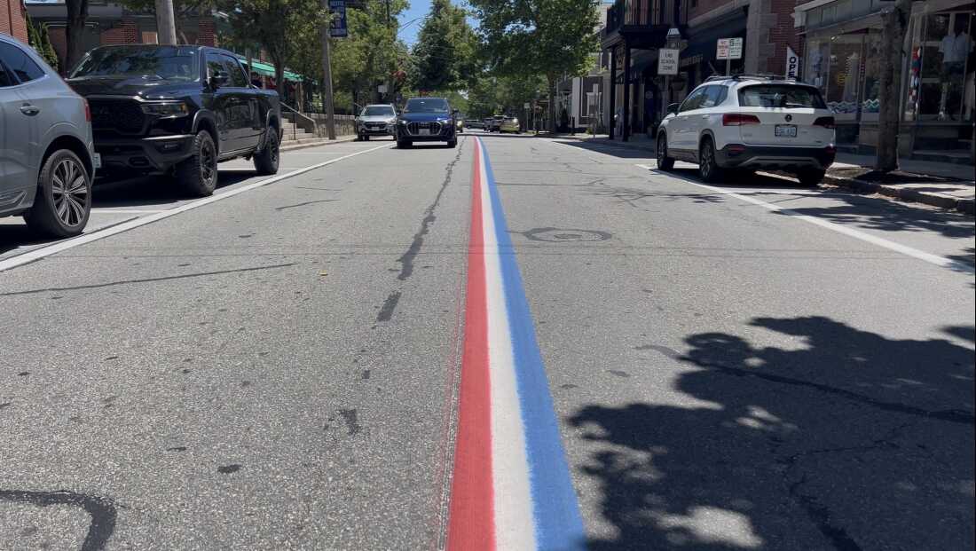 Every Independence Day, the yellow stripes dividing Hope Street get a patriotic makeover.