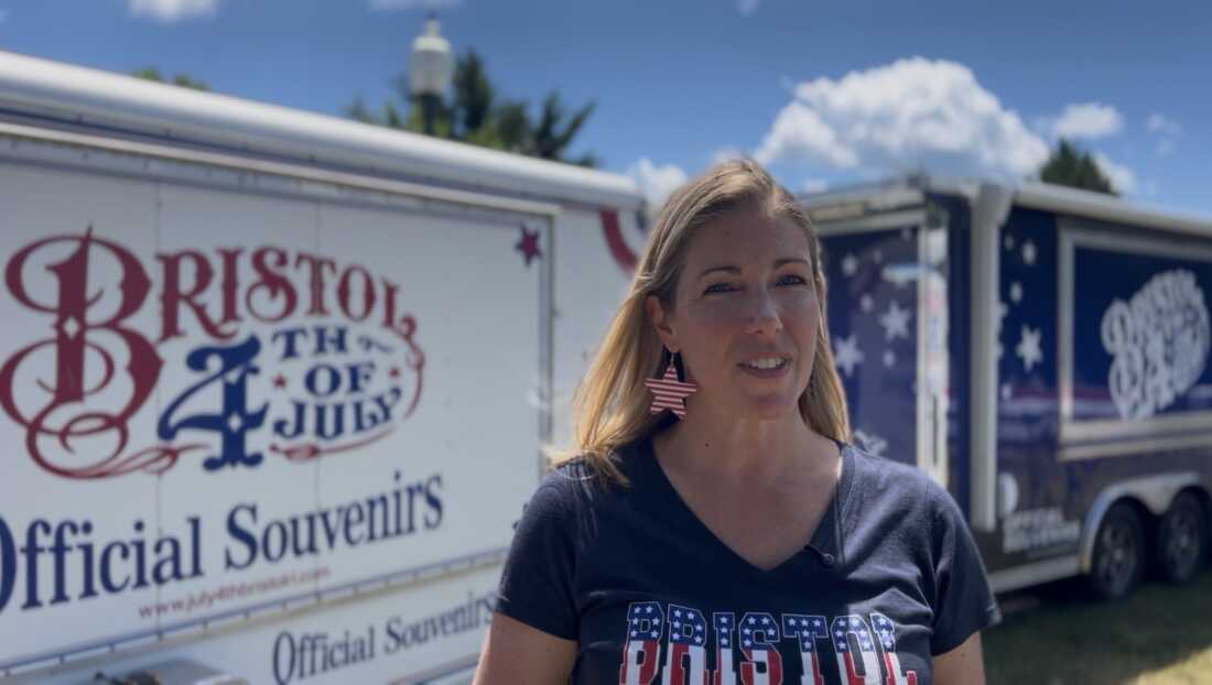 Heidi Vermilyea runs the souvenir truck for Bristol's parade every July 4th. But her American flag outfits are year-round display of her patriotism.