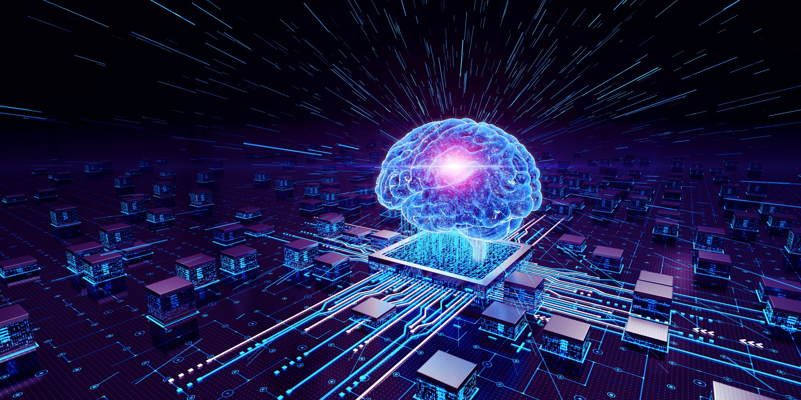 A digital illustration of an AI chip.