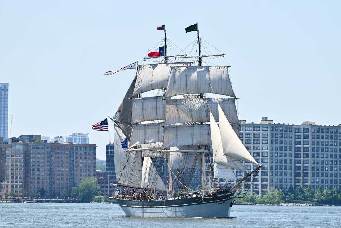 Elissa from Galveston participates in Sail4th 250 Parade of Ships on New York City's Hudson River on Saturday, July 4, 2026.