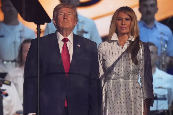 President Donald Trump and first lady Melania Trump arrive at the Salute to America, an Independence Day event honoring the nation's 250th anniversary, Saturday, July 4, 2026, on the National Mall in Washington. (AP Photo/Alex Brandon)