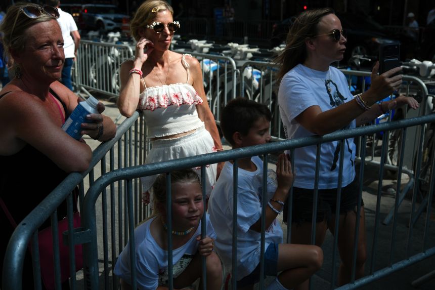 Those who gathered outside Madison Square Garden ahead of the Swift-Kelce wedding celebration had to contend with triple digit temperatures.