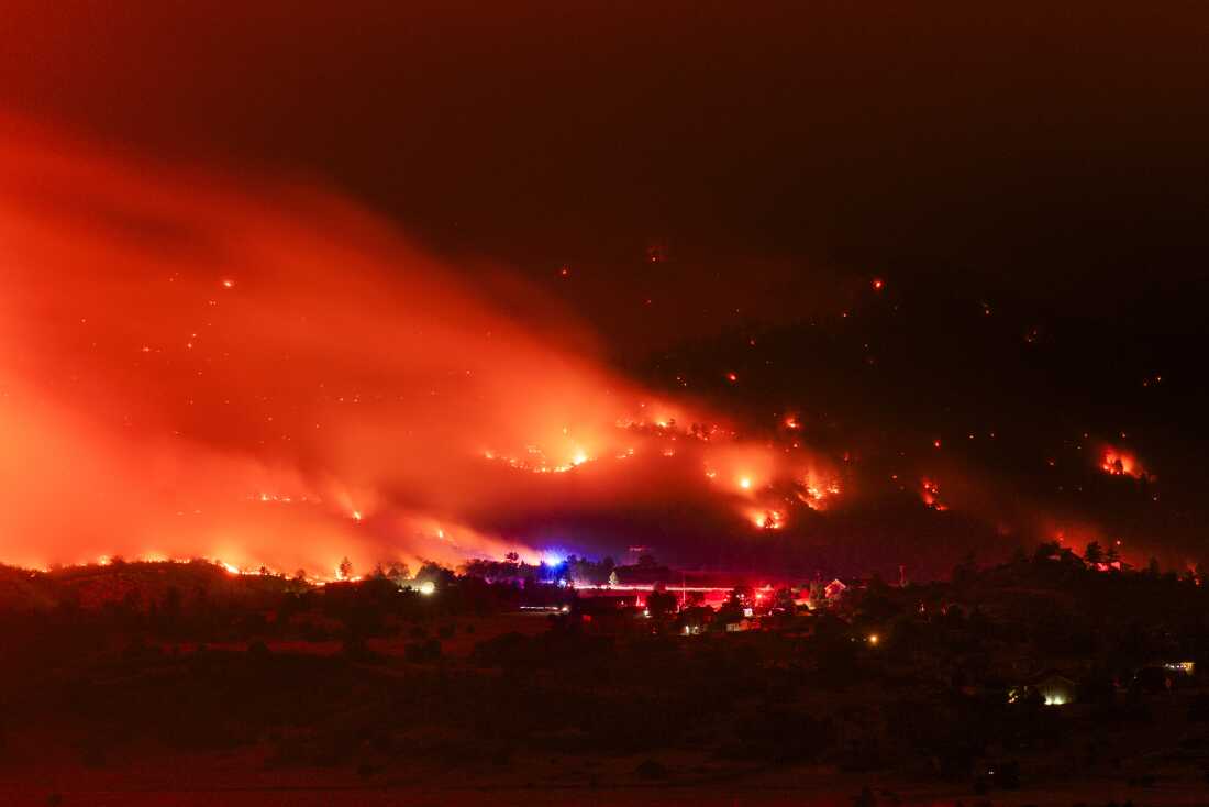 The Aspen Acres Fire burns on Friday in Rye, Colo.