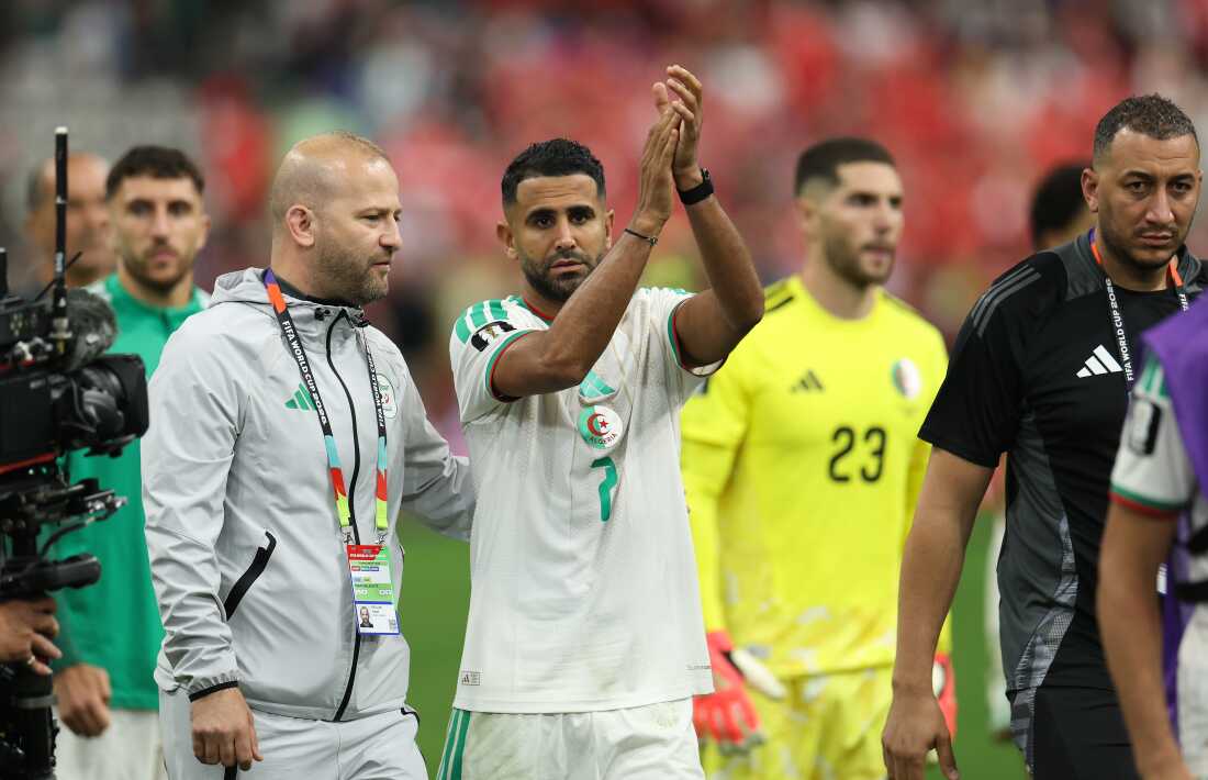 Riyad Mahrez #7 of Algeria applauds fans after the 0-2 loss during the FIFA World Cup 2026 Round of 32 match between Switzerland and Algeria at BC Place Vancouver on July 02, 2026 in Vancouver, British Columbia.