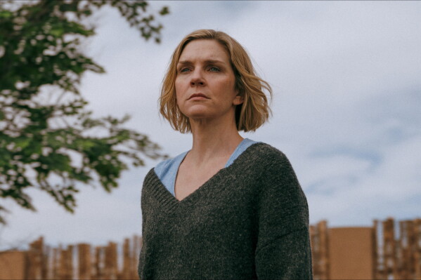 This image released by Apple TV shows Rhea Seehorn in a scene from "Pluribus." (Apple TV via AP)