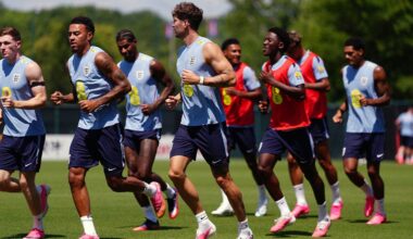 England soccer players bomb off diving board like a teammate wasn't just injured in a freak accident
