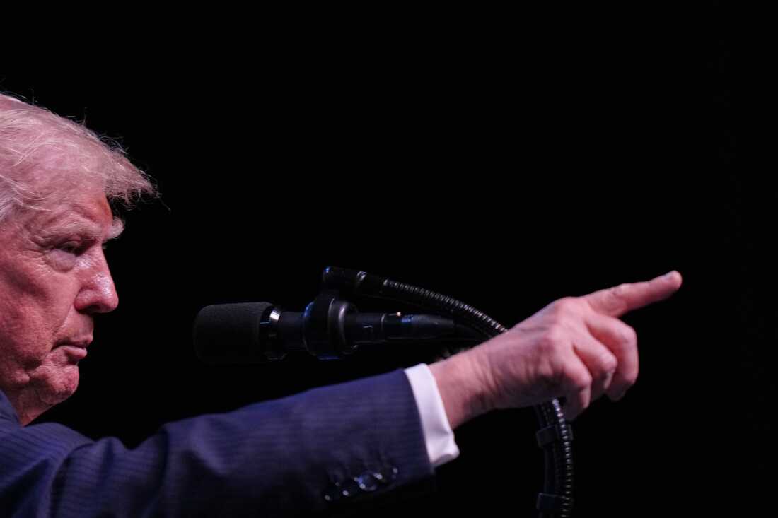 President Donald Trump points during a media conference at the NATO summit in Ankara, Turkey, Wednesday, July 8, 2026.
