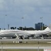 A Qatari Boeing 747 sits on the tarmac of Palm Beach International airport after President Trump toured the aircraft on Feb. 15. The U.S. has since accepted the luxury Boeing jet from the Qatari royal family.
