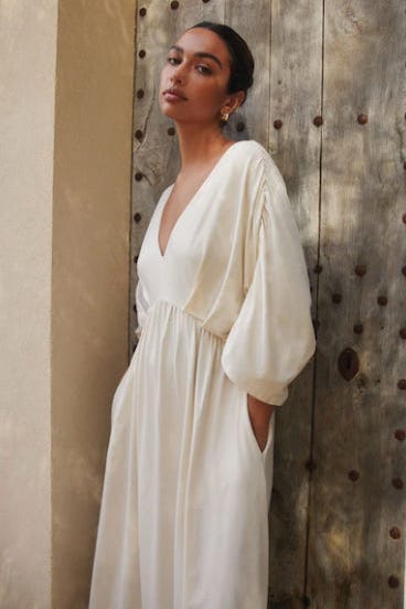 Ecru Jersey Kaftan Maxi Dress
