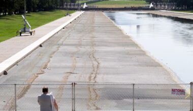 Trump Again Claims 'Vandals' Damaged Reflecting Pool As It Gets Drained (Photos)