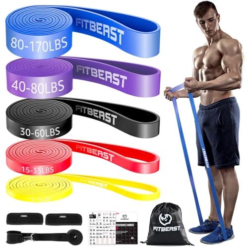 FitBeast Resistance Bands Set, 5 Levels (Spectrum 5-170 LBS)