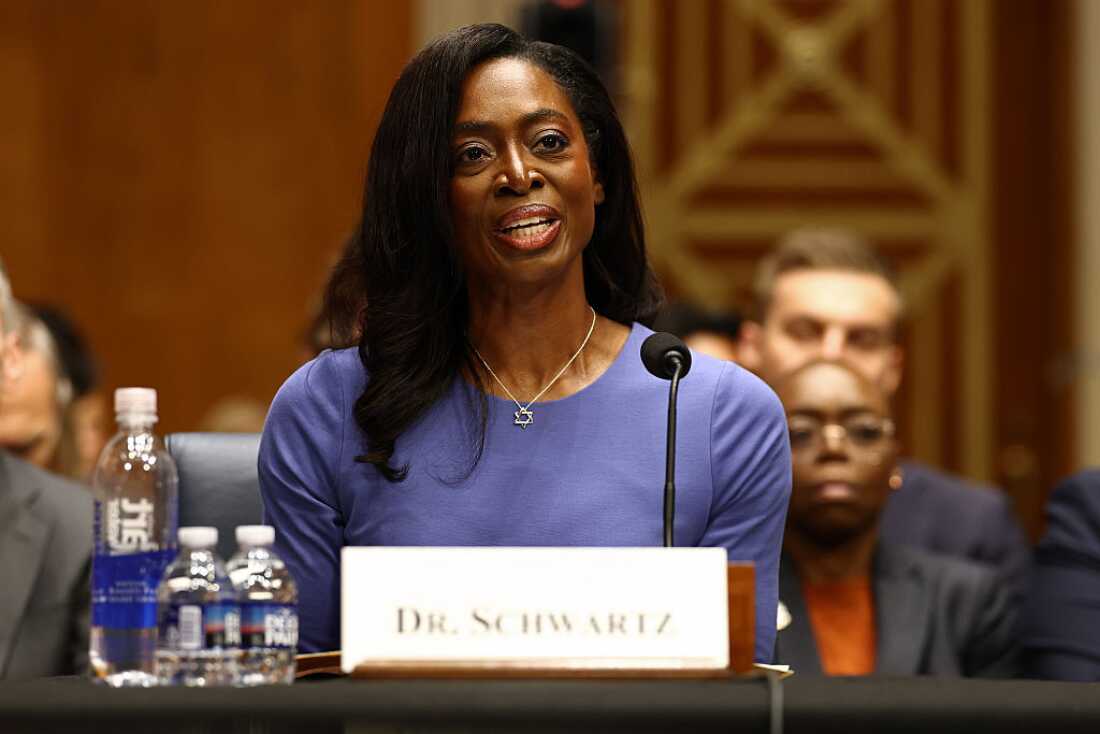 Dr. Erica Schwartz at her confirmation hearing to become director of the Centers for Disease Control and Prevention with the Senate Health, Education, Labor and Pensions Committee on July 15.