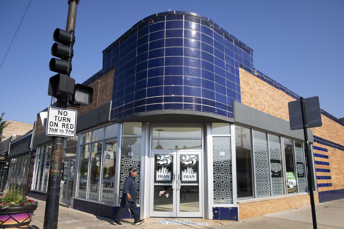 The entrance to IMAN Central, which is the event space at the Inner-City Muslim Action Network (IMAN) headquarters, is seen on July 8 in Chicago.
