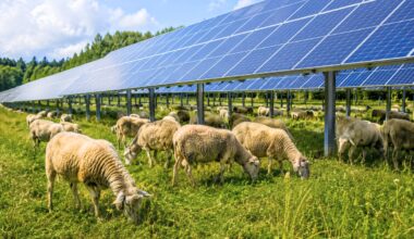 In Massachusetts, sheep came to a solar farm looking for shade and ended up mowing the grass beneath the panels, turning clean energy land into a grazing site |