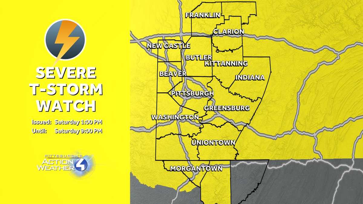 Severe T-Storm, flood warnings in place for parts of Western Pa. Saturday