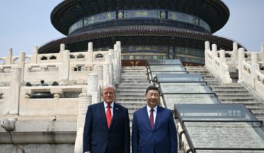 May 14, 2026: U.S. President Donald Trump and China’s President Xi Jinping pose for a photo at the Temple of Heaven in Beijing.
