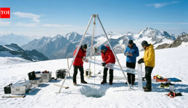 Scientists drill 33 feet into a vanishing Alpine glacier to recover a 2,000-year climate record revealing ancient silver mining, massive forest fires, and far-off volcanic eruptions