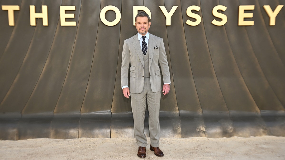 Matt Damon attends The Odyssey London premiere at Odeon Luxe Leicester Square in London.