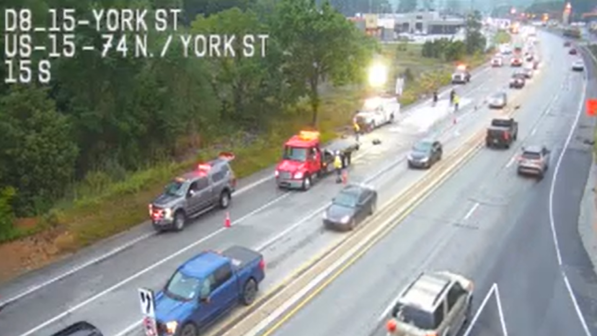 Crash blocks lanes of Route 15, causing major delays in York County