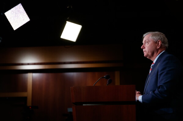 Sen. Lindsey Graham, R-S.C., pauses as he speaks during a news conference on Capitol Hill in Washington, March 25, 2019. (AP Photo/Carolyn Kaster, File)