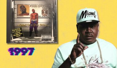 Collage of Trick Daddy next to a CD of his debut album