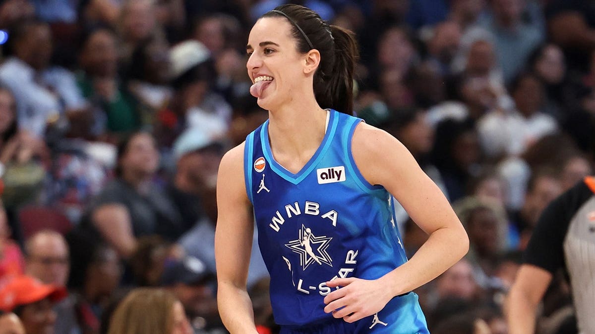 Caitlin Clark #22 celebrates a basket during the 2026 AT&T WNBA All-Star Game.