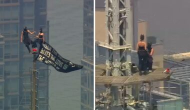 Daredevil couple Angela Nikolau and Ivan Beerkus climb to top of Empire State Building in NYC, gets engaged, taken into custody