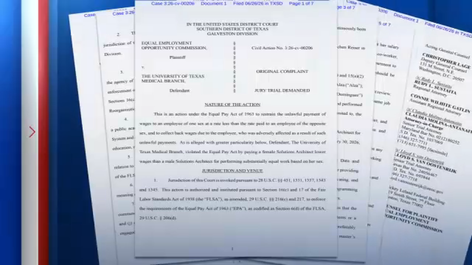 University of Texas Medical Branch violated Equal Pay Act when it paid female worker less than male worker, lawsuit alleges