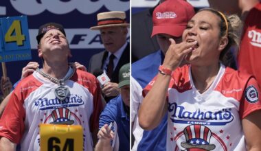 Nathan's Famous Hot dog eating champs Joey Chestnut and Miki Sudo repeat in Fourth of July contest