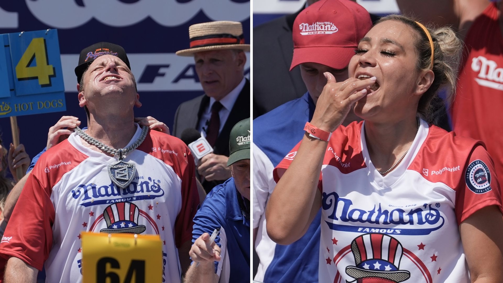 Nathan's Famous Hot dog eating champs Joey Chestnut and Miki Sudo repeat in Fourth of July contest