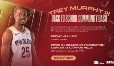 Durham Parks and Recreation | NBA Forward Trey Murphy III teams up with Durham for back-to-school giveaway
