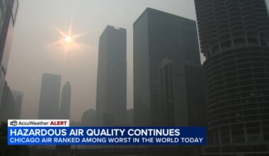 Chicago Air Quality Alert in effect with index at hazardous levels from Canadian wildfire smoke