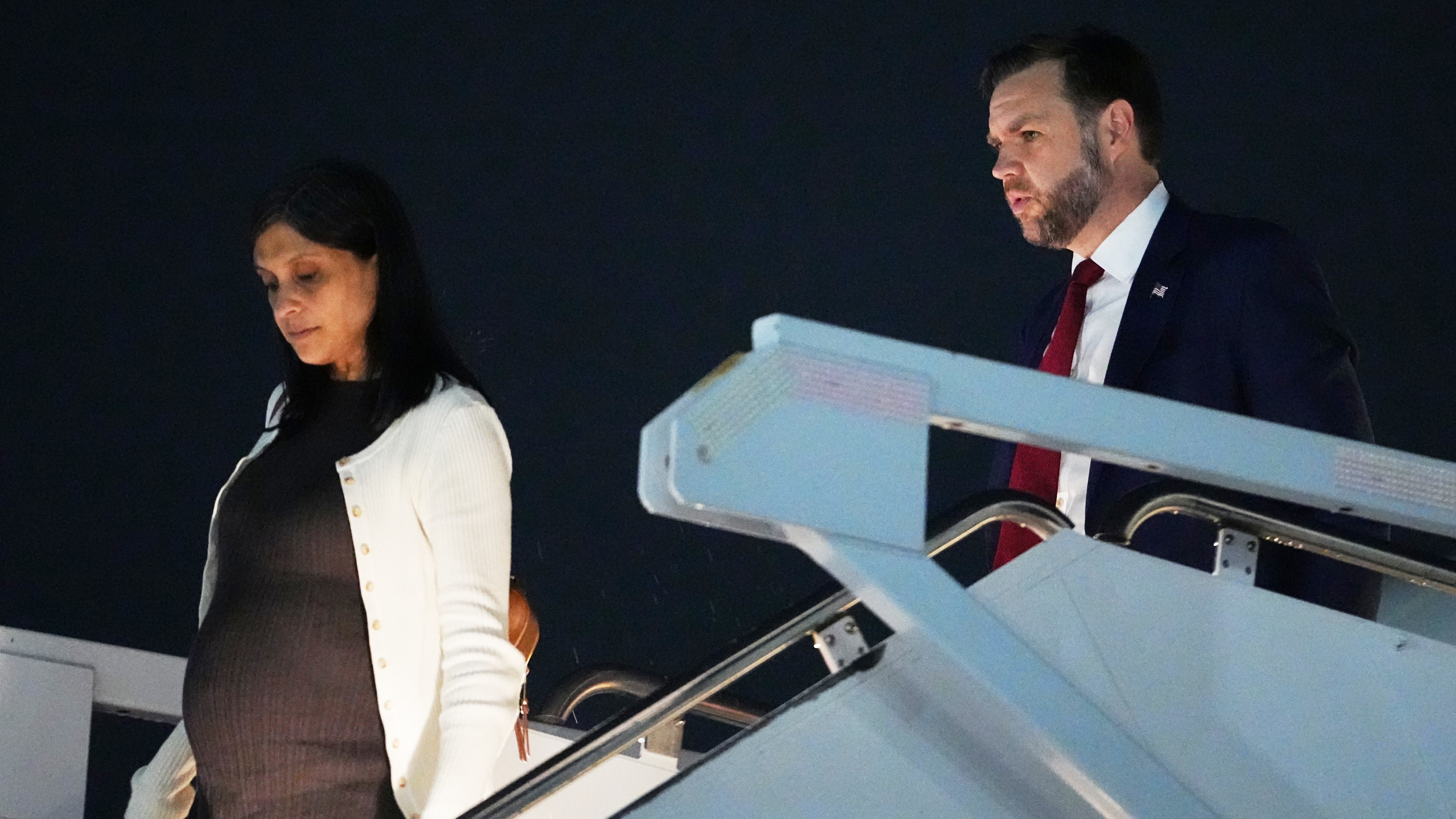 Vice President JD Vance and Second lady Usha Vance, arrive on Air Force Two at Colorado Springs Airport, Wednesday, May 27, 2026, in Colorado Springs, Colo.
