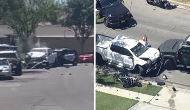 Domestic violence suspect shot and killed by police after chase ends with violent crash in Simi Valley neighborhood