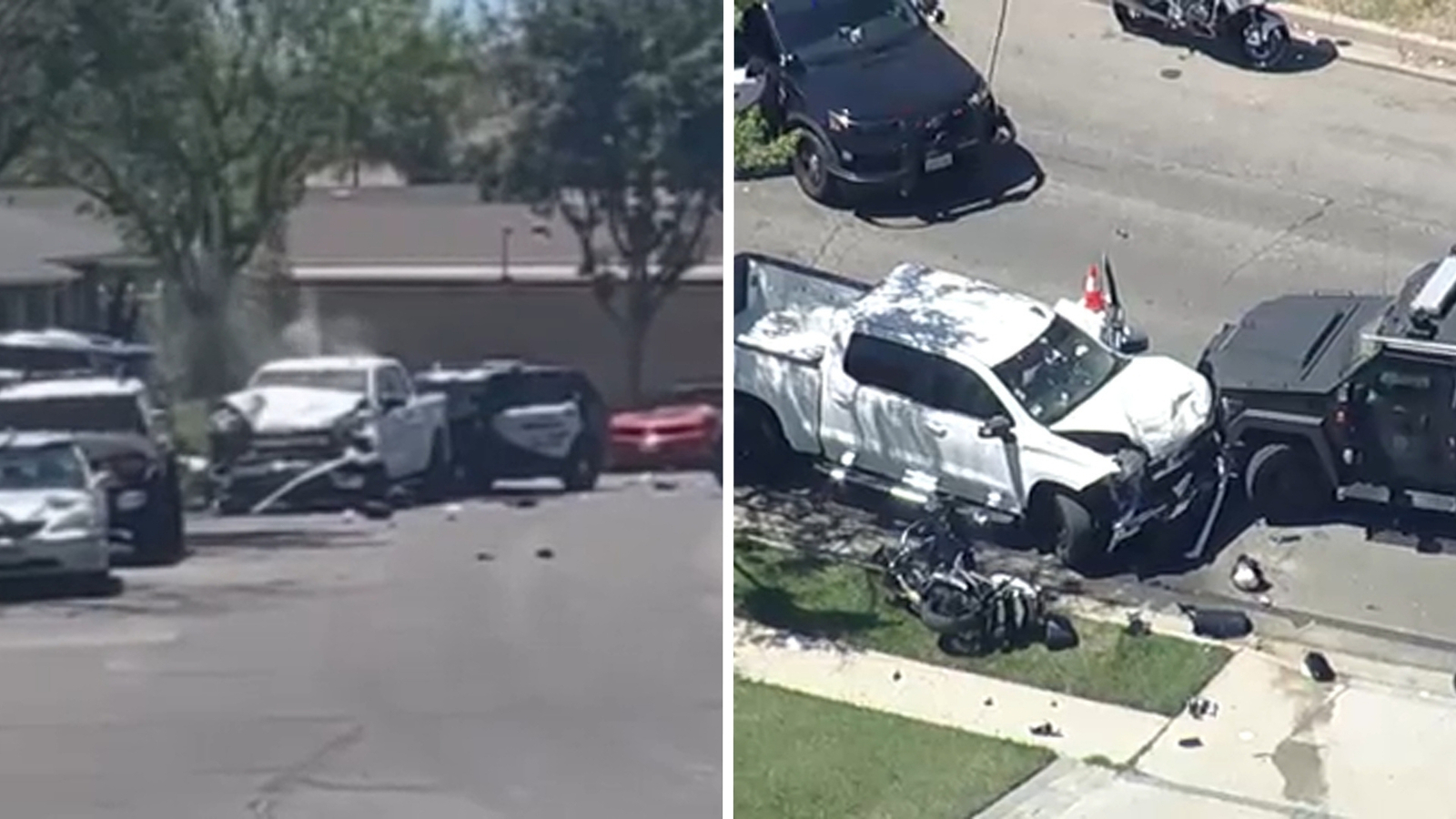 Domestic violence suspect shot and killed by police after chase ends with violent crash in Simi Valley neighborhood