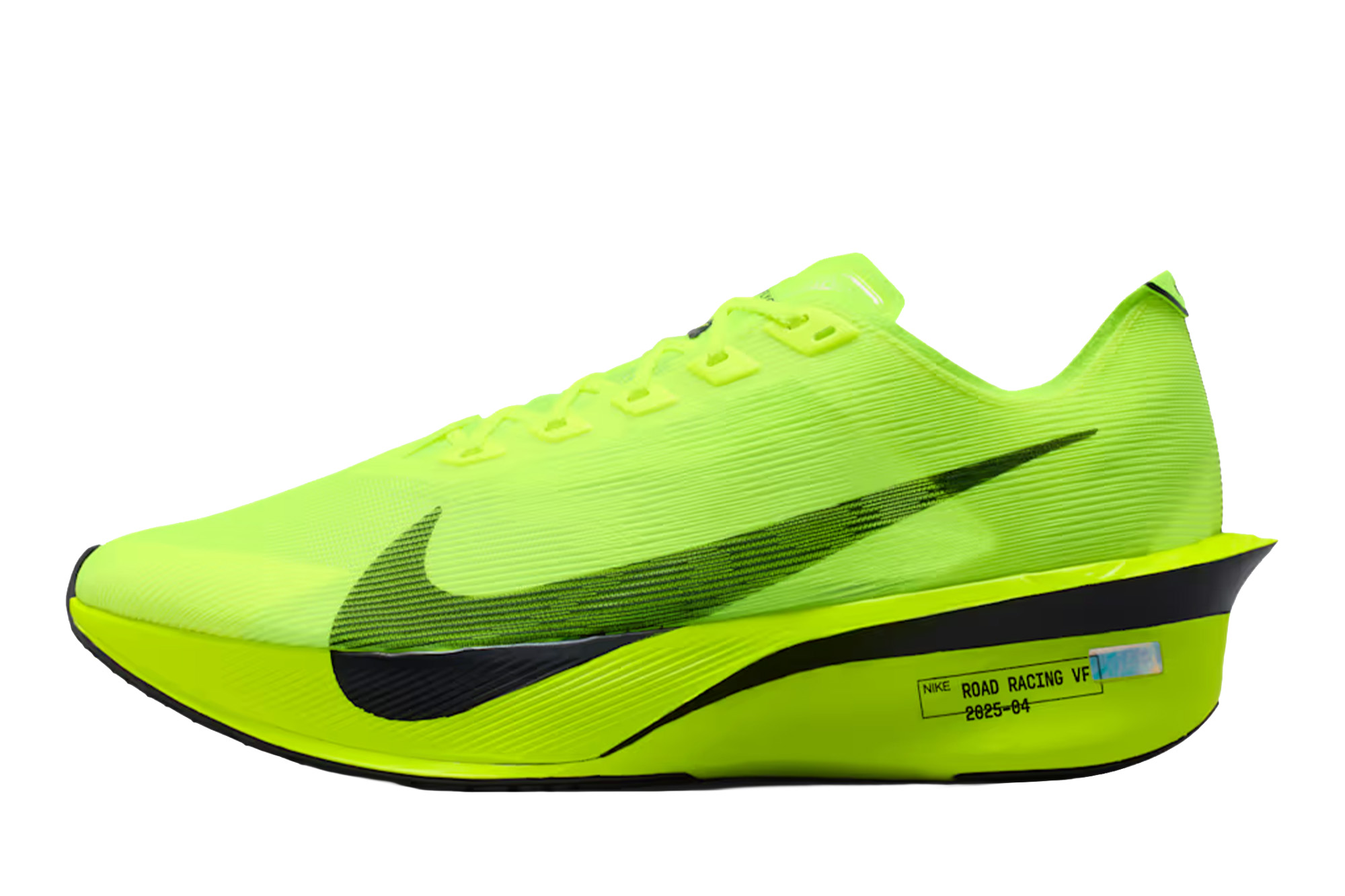 Nike Vaporfly 4 Men's Road Racing Shoe in neon green.
