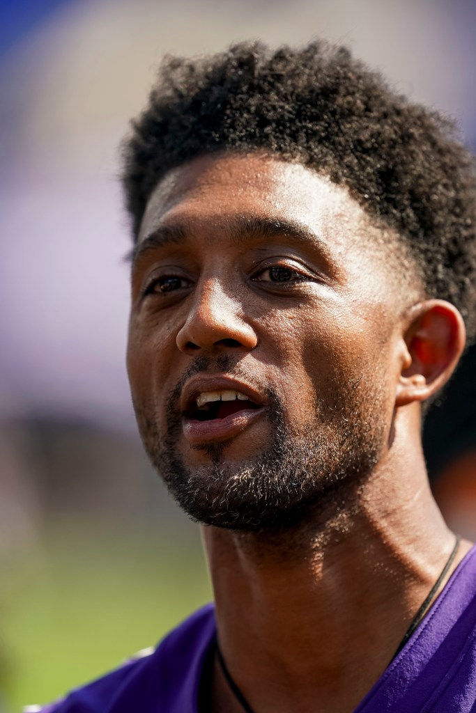 Baltimore major Brandon Scott at a Ravens game.