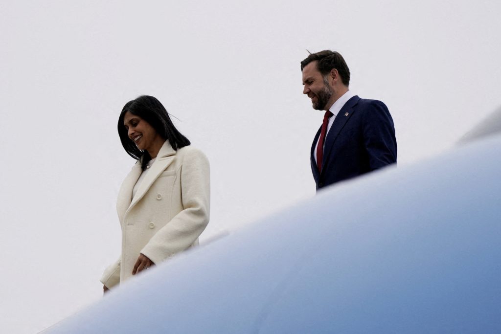 U.S. Vice President JD Vance disembarks Air Force Two at Oakland County International Airport