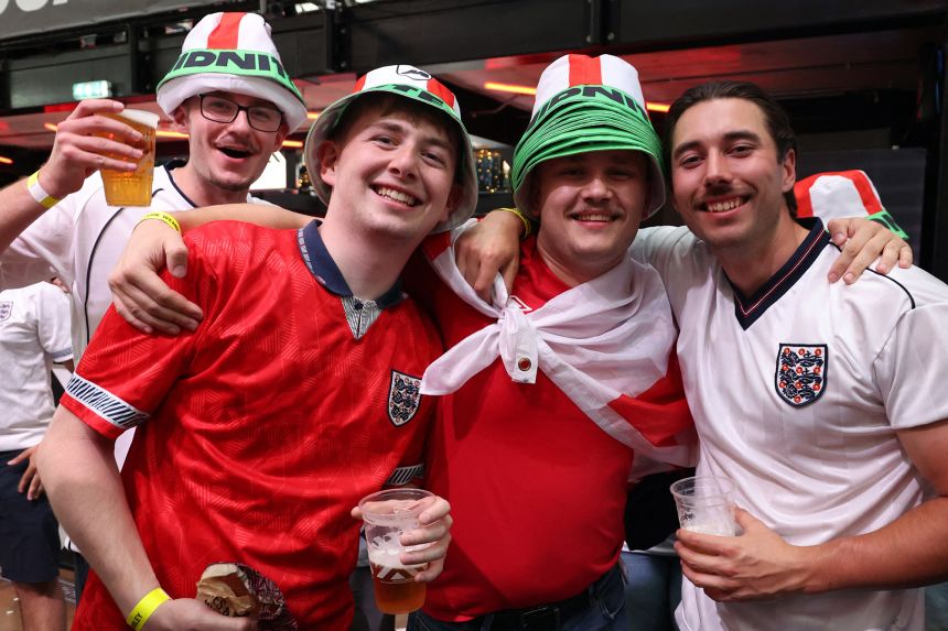England fans ahead of a match at a bar in London.