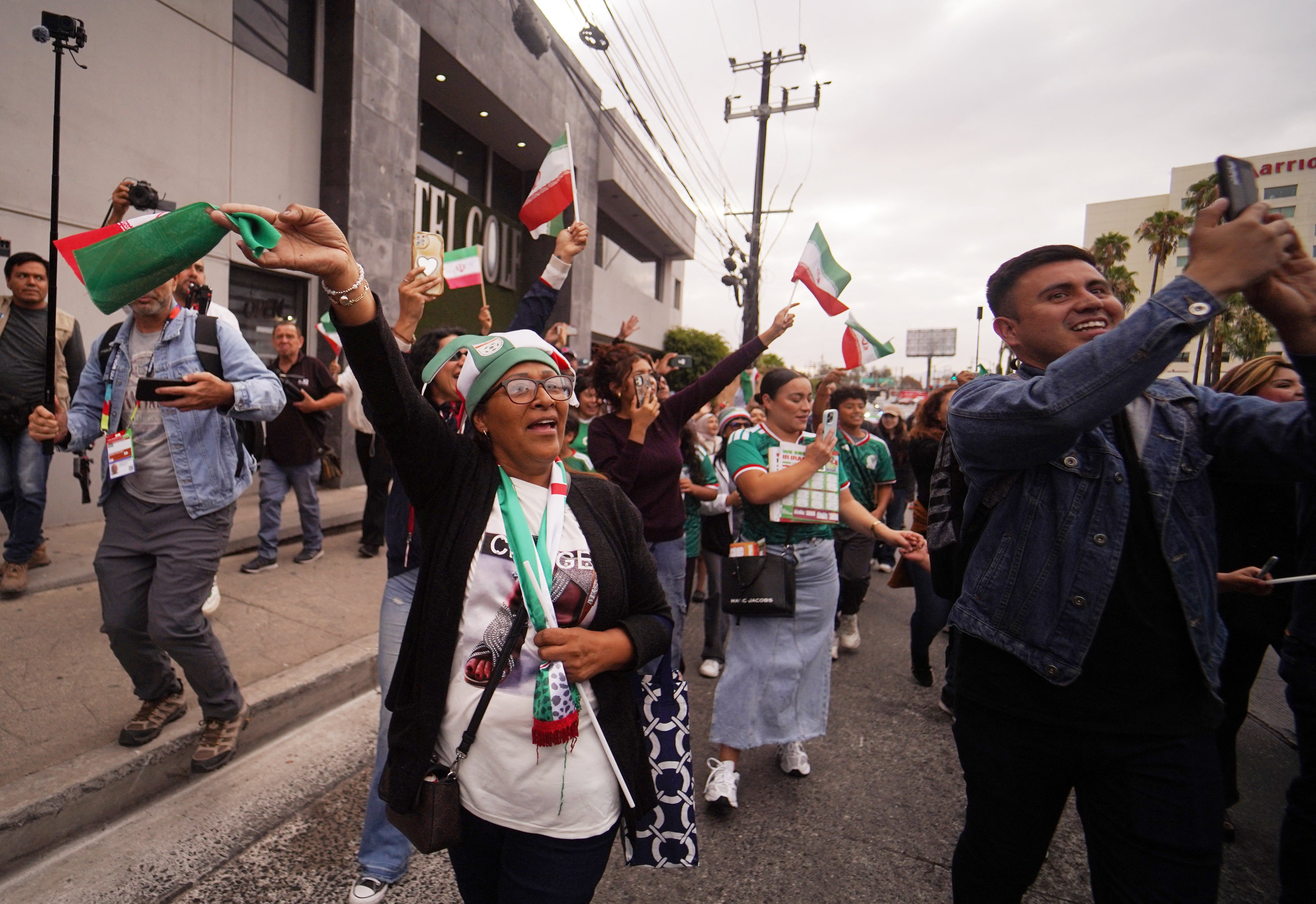Fans greeted the team outside their hotel